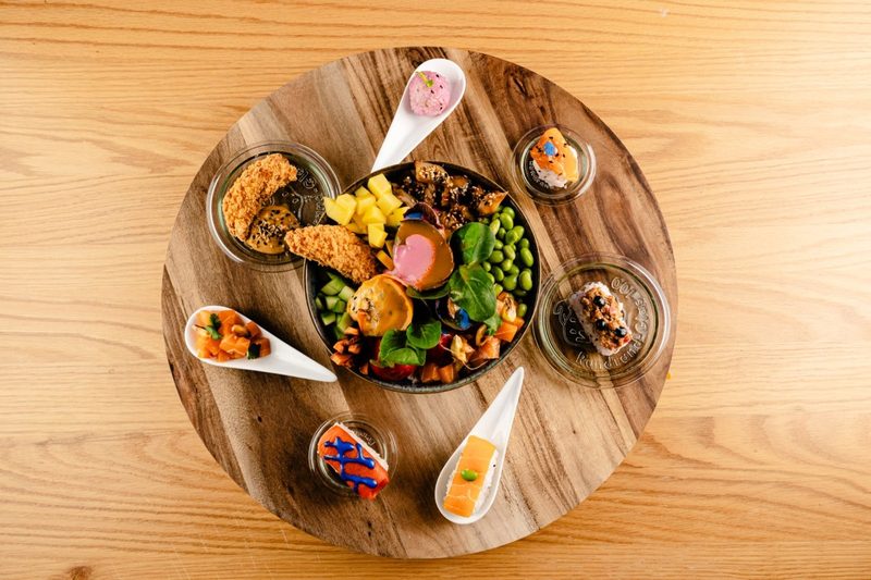 Vegane Fingerfood-Auswahl von oben fotografiert